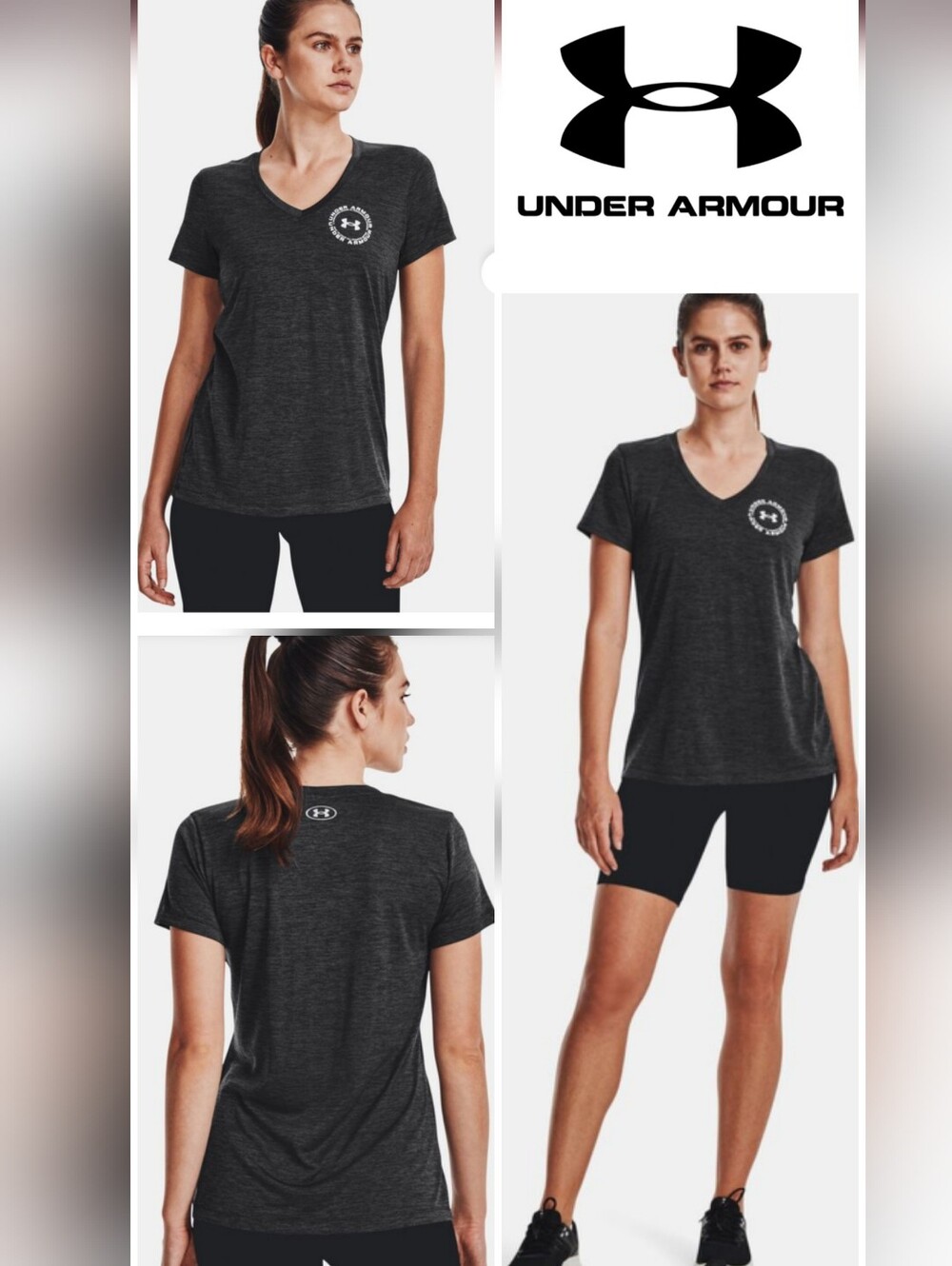 3 For $30 Under Armour Women's Tech Twist Crest Short Sleeve Shirt Black